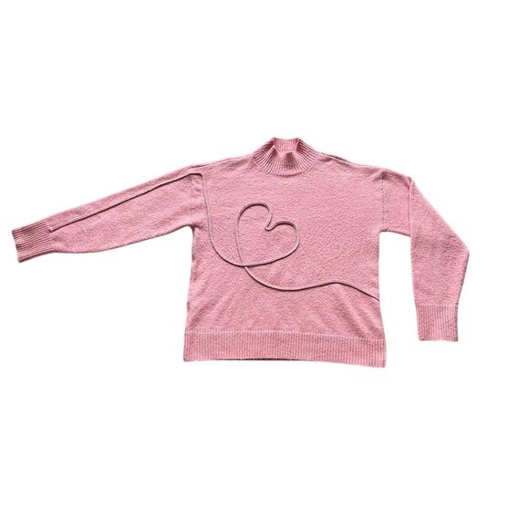 Kathy Ireland Women's Pink Braided Heart Pullover Sweater Size M - Picture 5 of 10